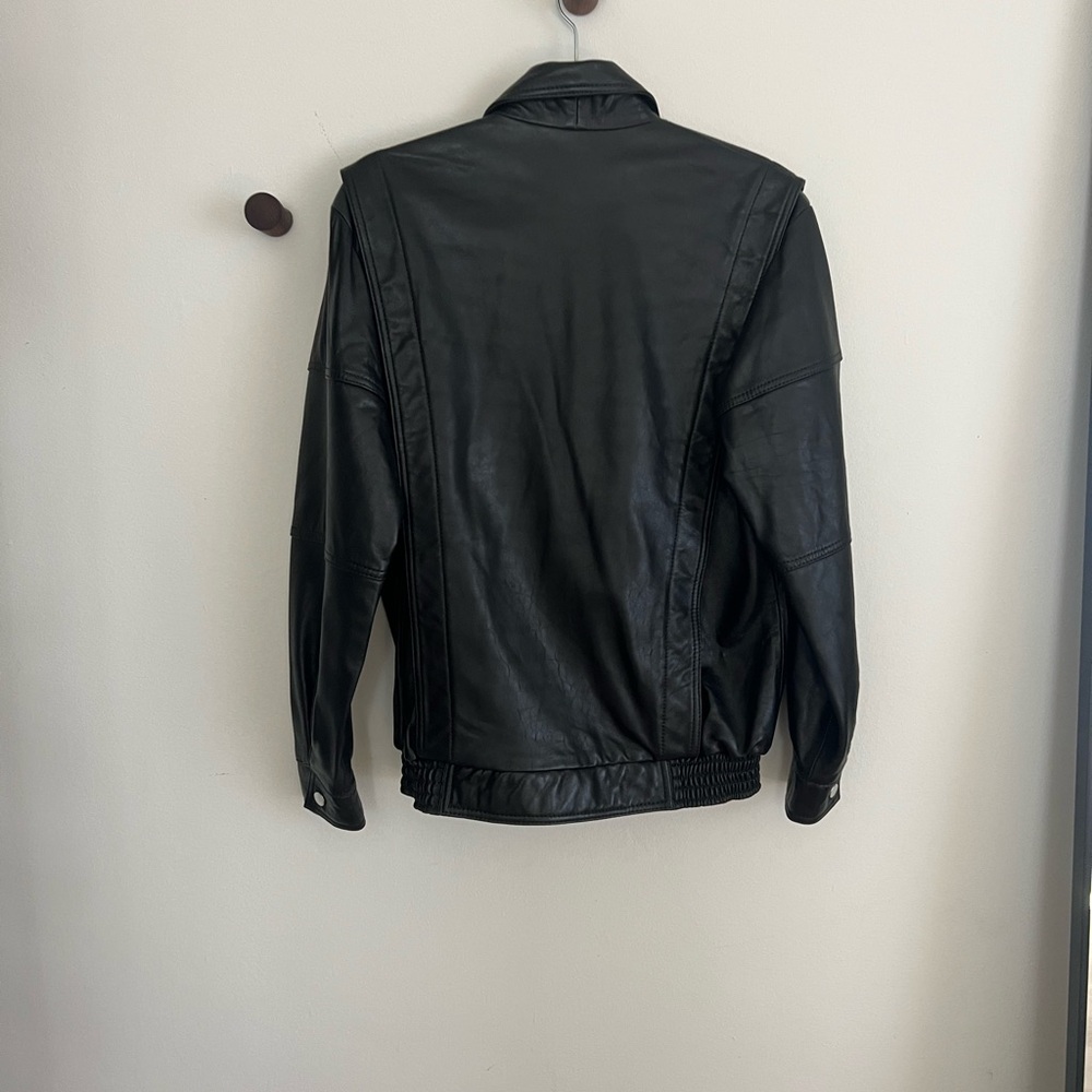 Zara Black Oversized Leather Bomber Jacket - Picture 4 of 10